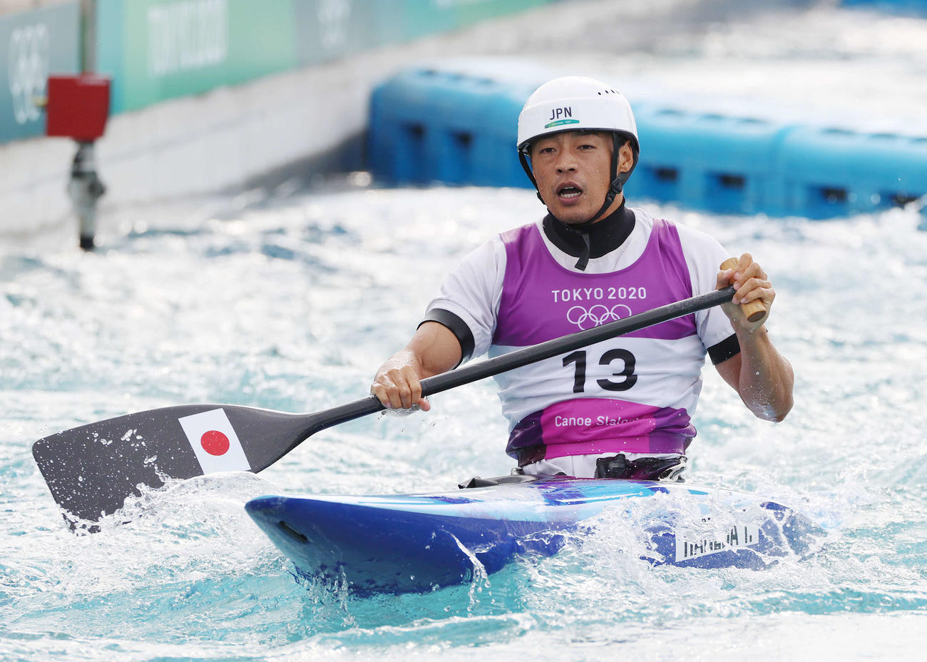 男子カナディアンシングル決勝を終えた羽根田（撮影・河野匠）
