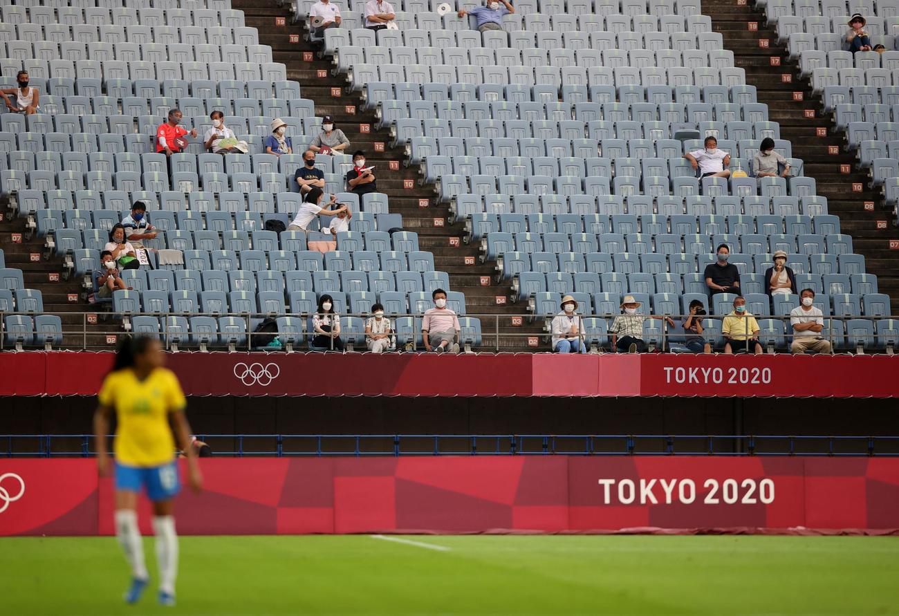 宮城スタジアムでは有観客で女子サッカー中国対ブラジル戦が行われた（ロイター）