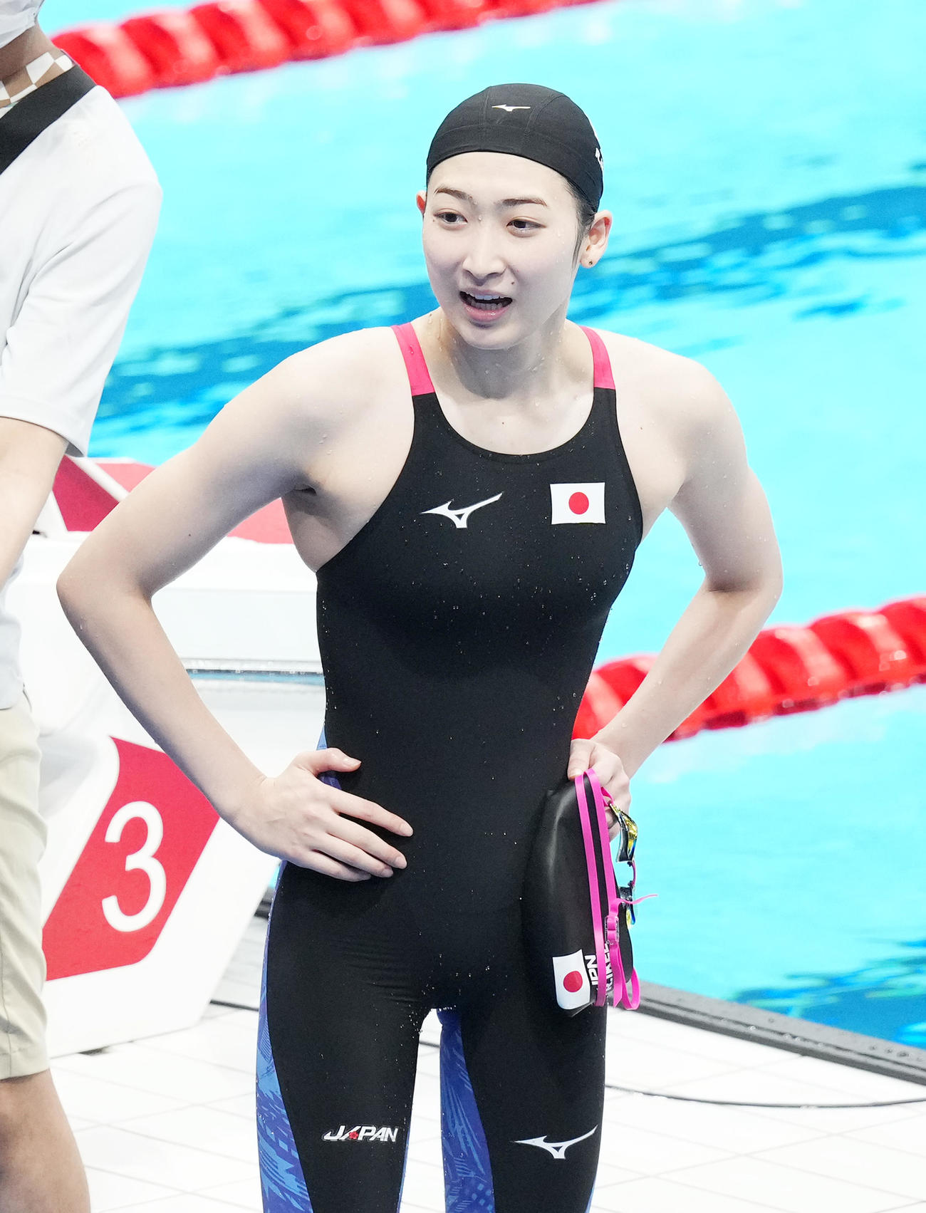 競泳女子400メートルリレー予選2組　レースを終え、浮かない表情を見せる池江