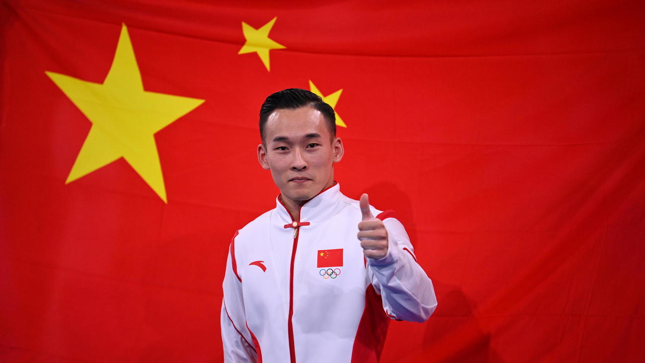 銀メダルを獲得した中国の肖若騰（ロイター）