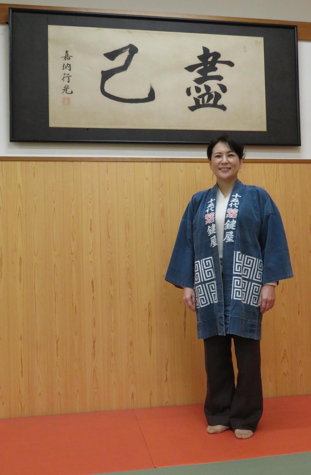 宗家花火鍵屋の15代目当主としても活躍する天野安喜子さん（撮影・峯岸佑樹）