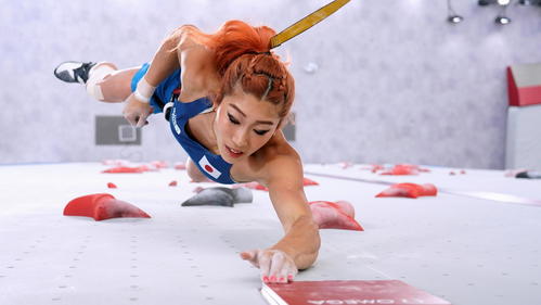 スポーツクライミング女子複合決勝　スピードでの野中生萌（ロイター）