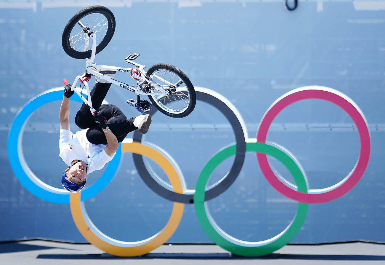 自転車BMXフリースタイルの男子パーク決勝に臨む中村（撮影・江口和貴）