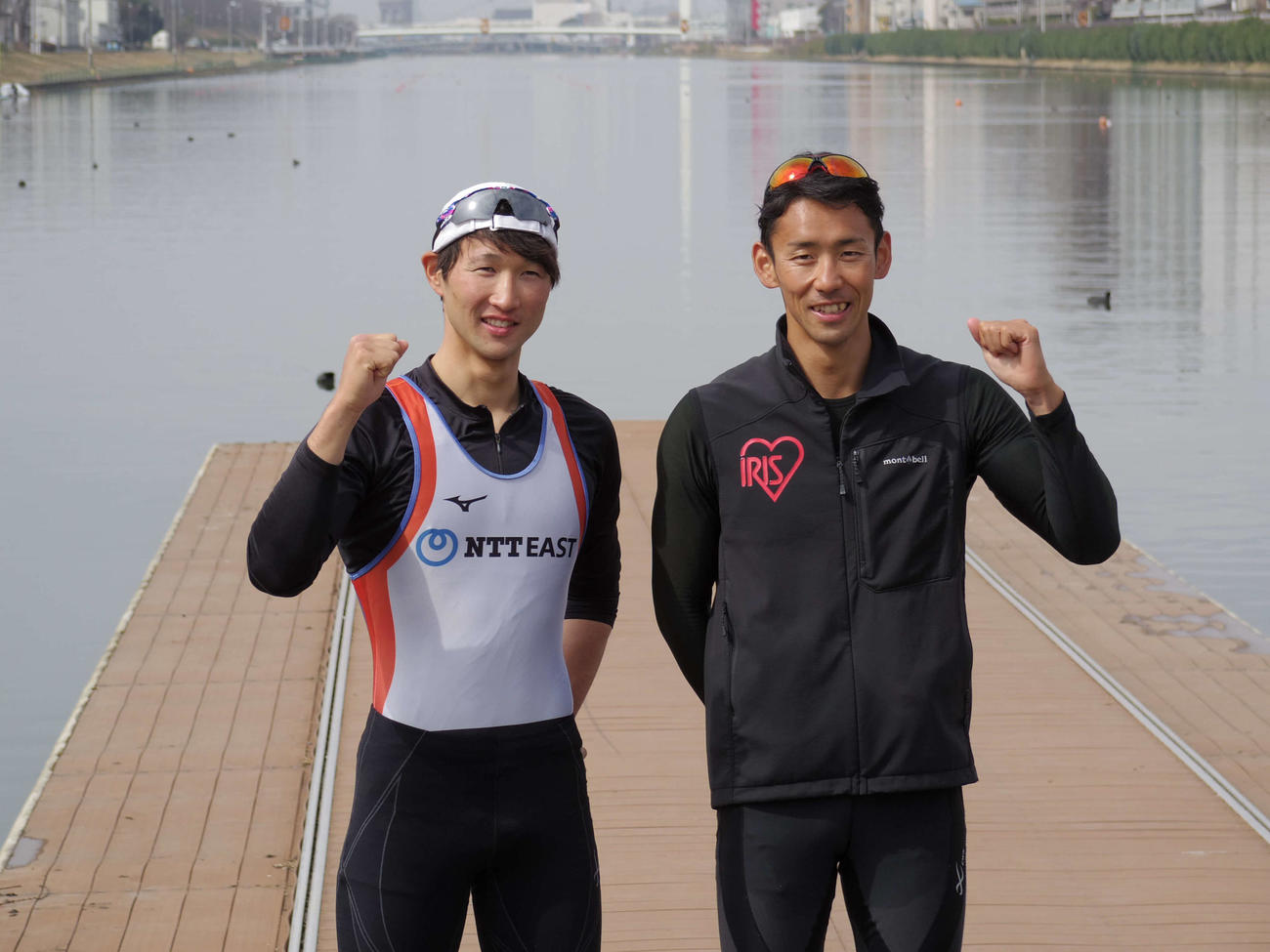 ボートの東京五輪アジア・オセアニア大陸予選男子ダブルスカル代表に決まった西村（右）と古田のペア（撮影・奥岡幹浩）