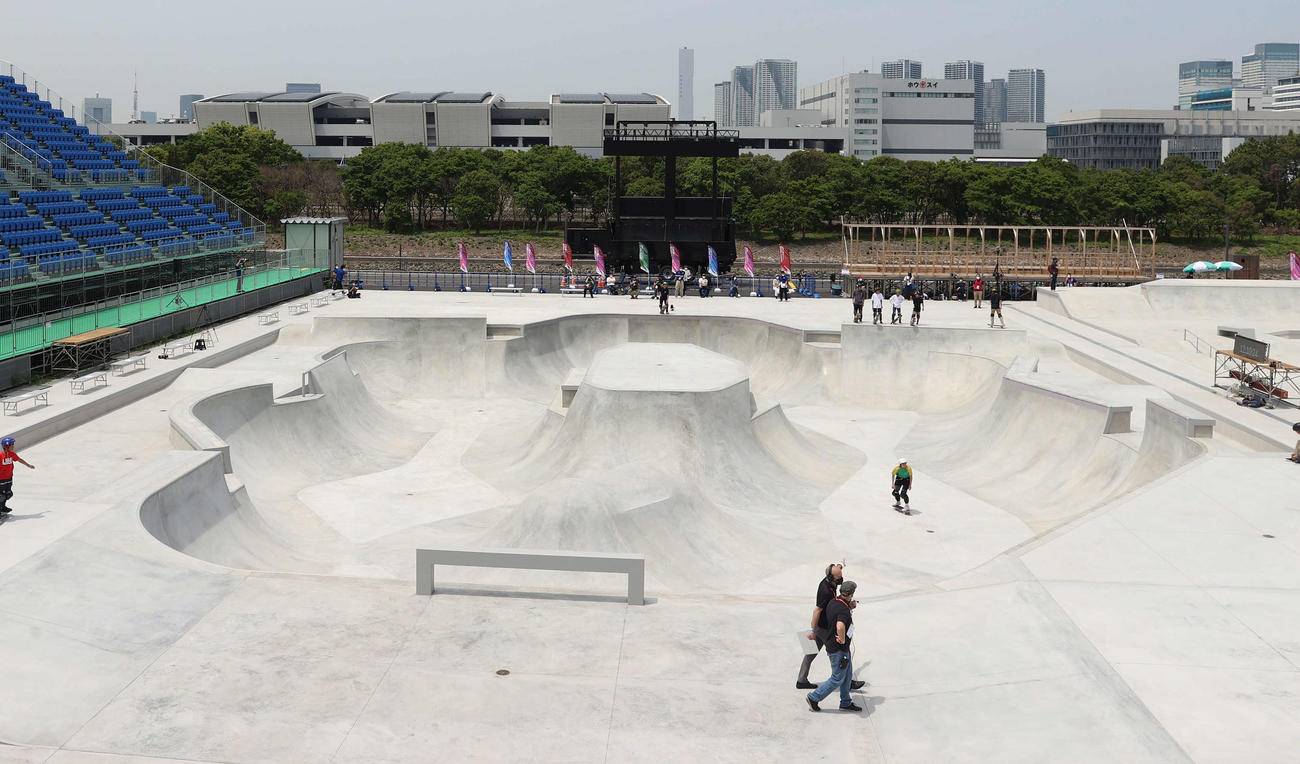 東京五輪スケートボード、パーク競技のコース全景（撮影・河野匠）