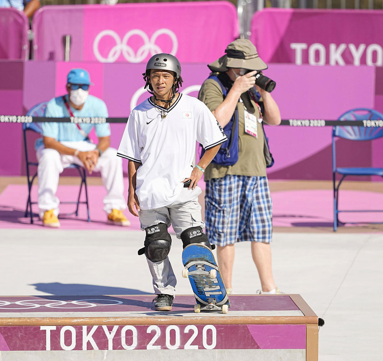 男子パーク予選前の練習に臨む平野歩夢（共同）