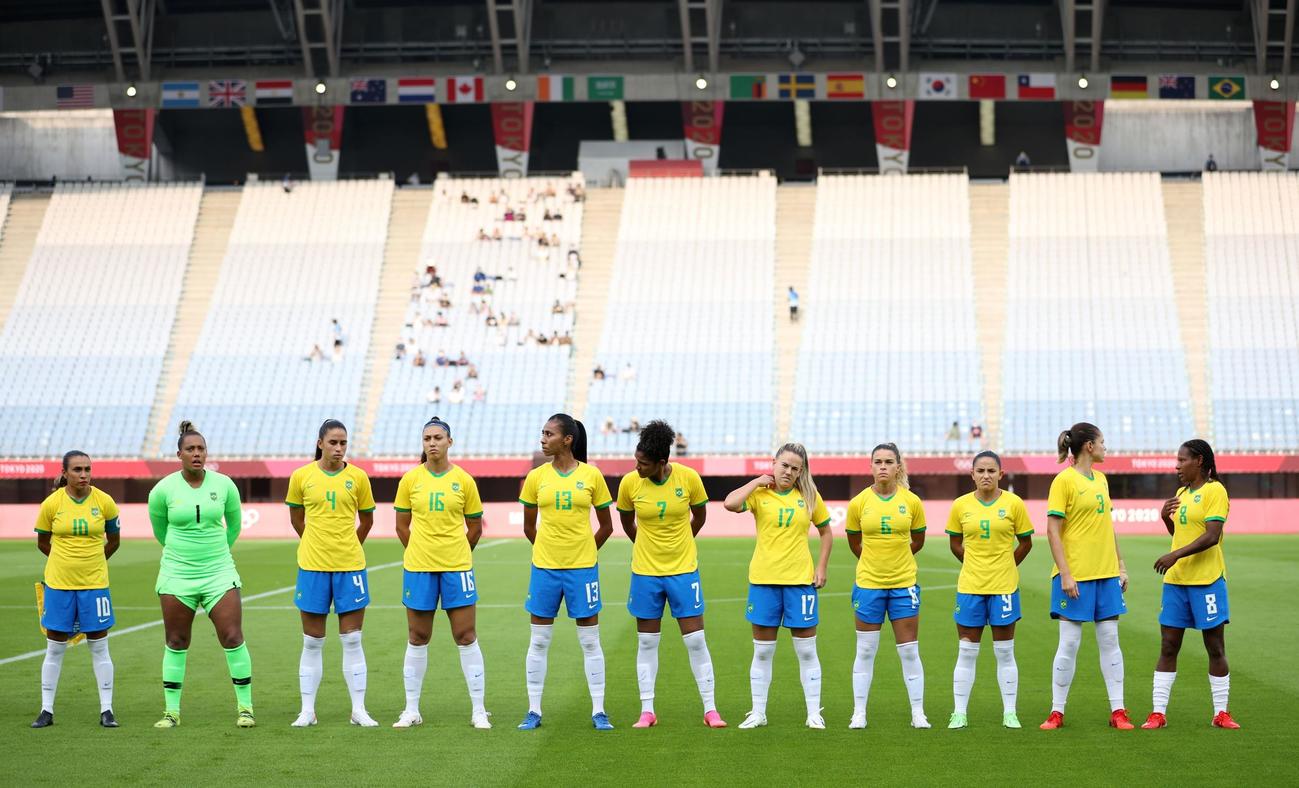 宮城スタジアムでは有観客で女子サッカー中国対ブラジル戦が行われた（ロイター）