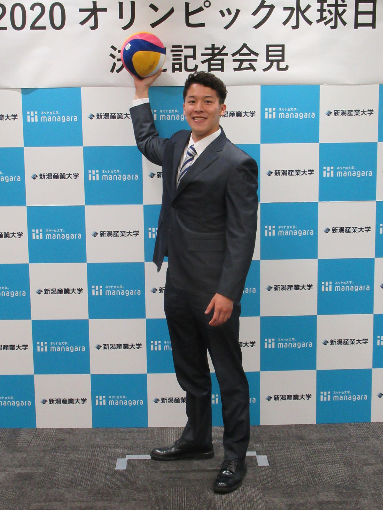 東京五輪代表に内定した水球男子の稲場悠介（撮影・益田一弘）