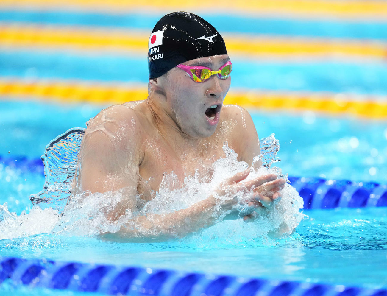 男子400メートル個人メドレー予選　力泳する井狩（撮影・鈴木みどり）