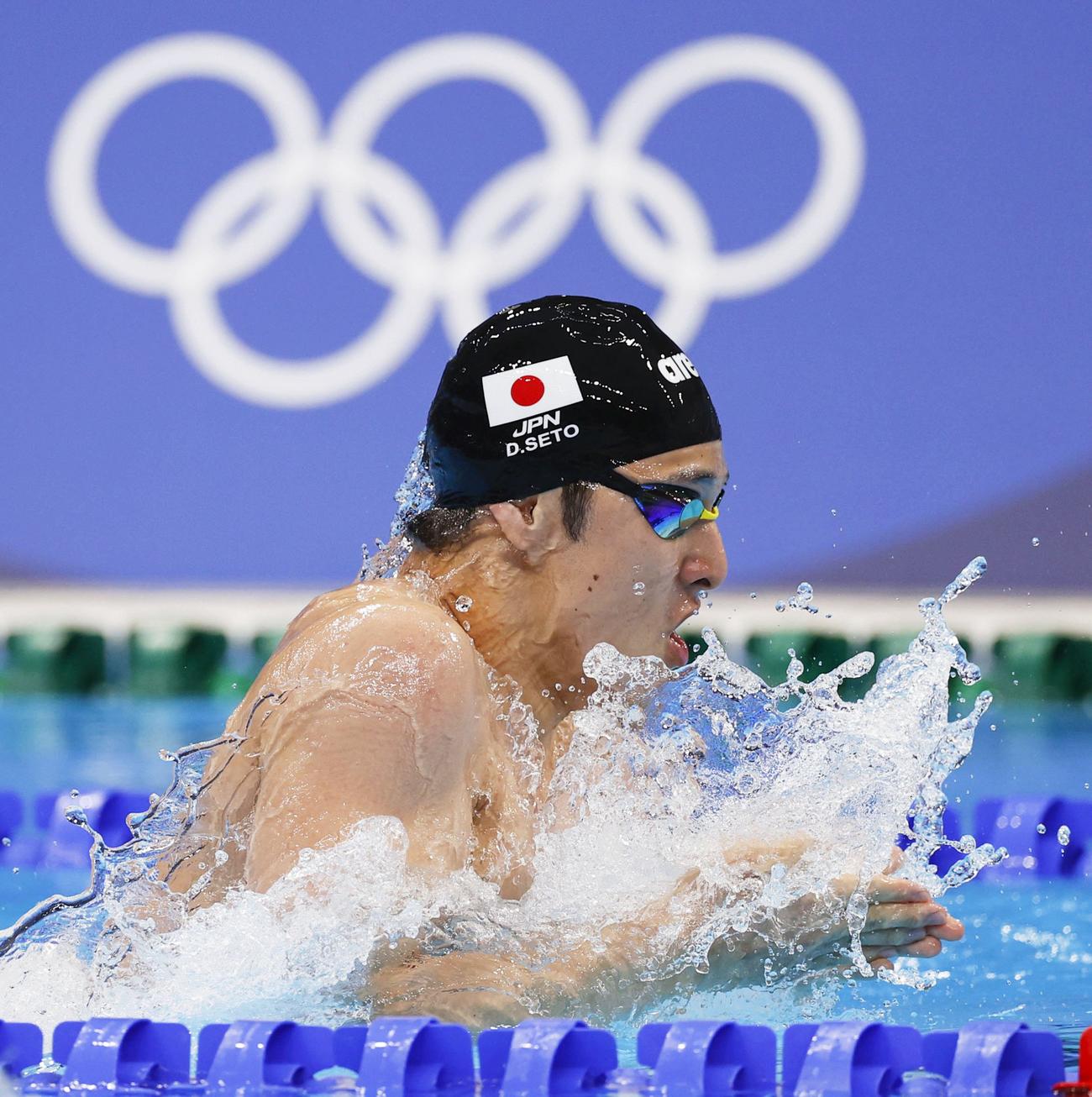 男子200メートル個人メドレー準決勝　瀬戸大也の平泳ぎ（共同）
