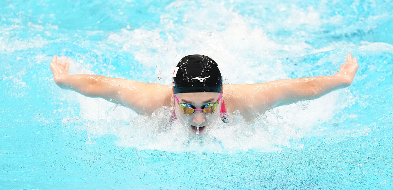 2020年東京五輪　競泳女子400メートルメドレーリレー決勝　第3泳者の池江璃花子（2021年8月1日撮影）