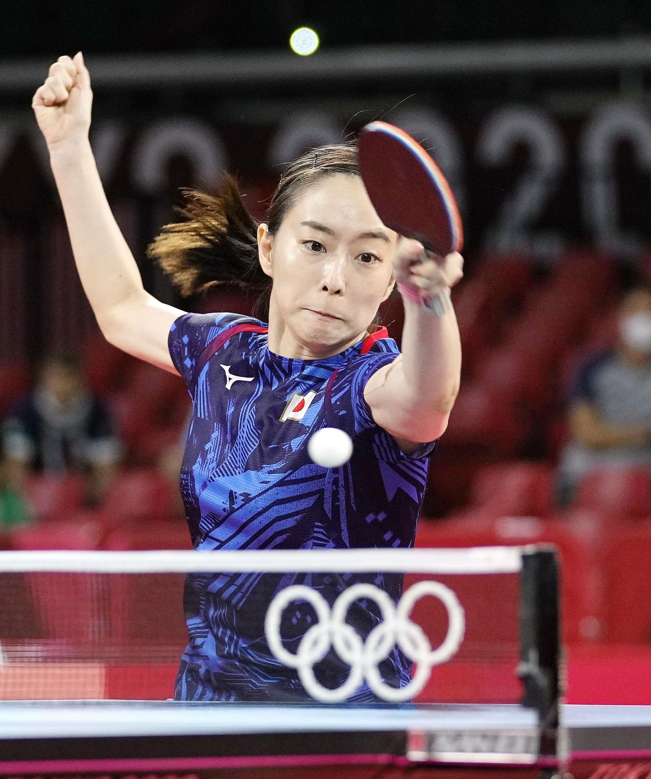 女子シングルス3回戦　タイ選手に勝利した石川佳純（共同）