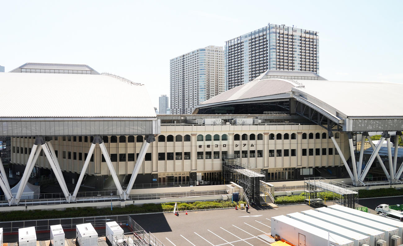 東京五輪テニス会場の有明テニスの森公園（2021年7月21日撮影）