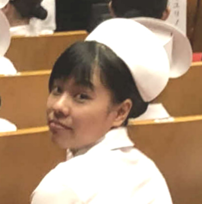 看護学校時代の戴帽式にて（本人提供）
