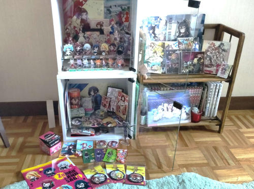 アニメグッズを飾る祭壇(本人提供)