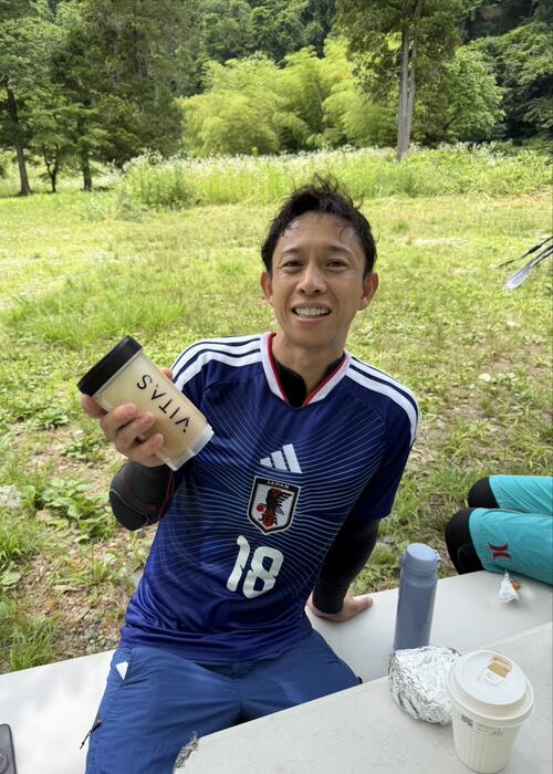 上田綺世選手のユニホームを着て、日本代表を応援しました
