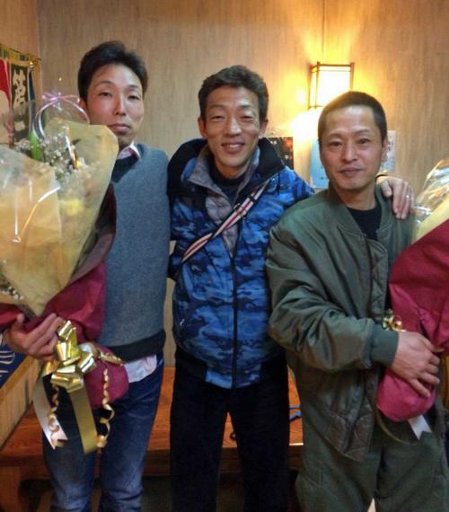 左から川上剛選手、原田富士男選手、田頭実選手のスリーショット
