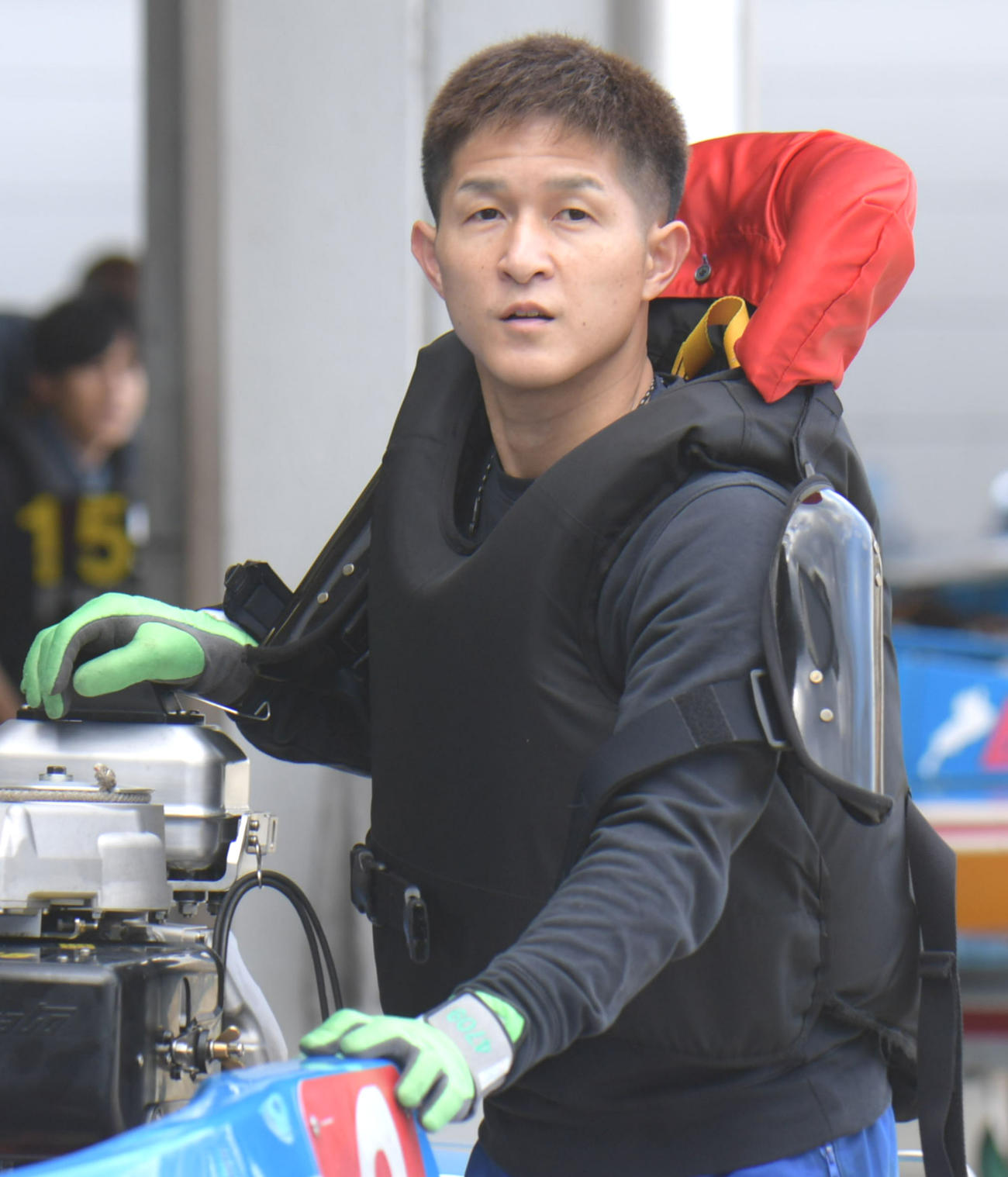 準優好枠を狙う岡村将也（撮影・滝沢美穂子）