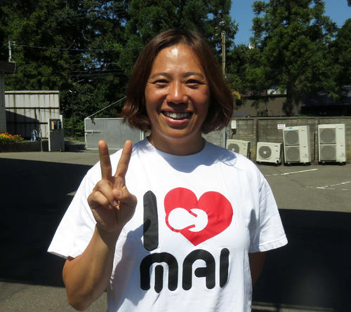 地元で決勝3着と健闘した加瀬加奈子。Tシャツの「I♡MAI」のMAIはもちろん愛娘米（まい）ちゃんのこと（撮影・栗田文人）