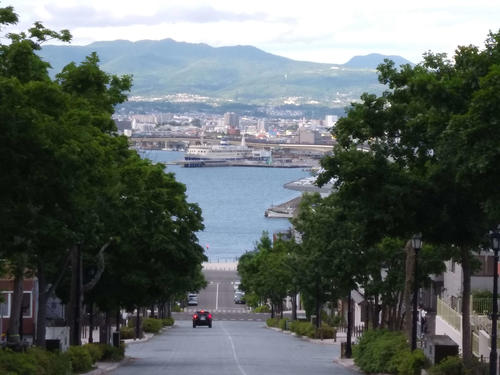 市内の観光スポット「八幡坂」も閑散