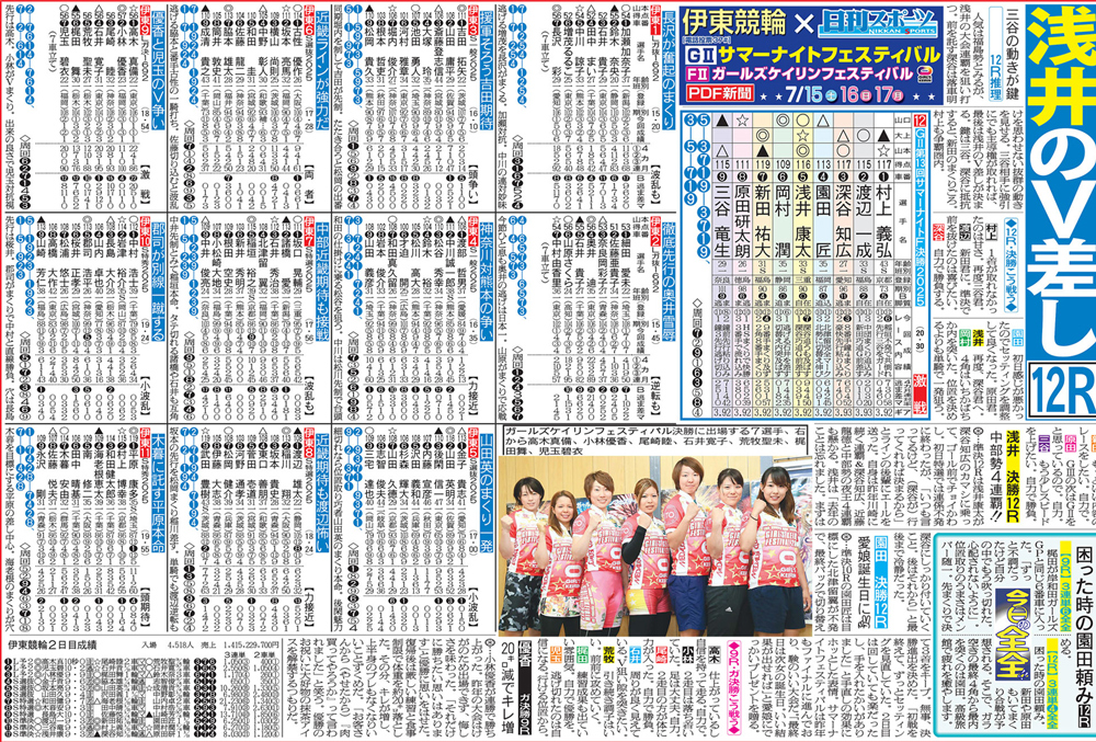 車券作戦に役立つ情報を無料で先取りできる伊東競輪「ニッカンPDF新聞」の一例