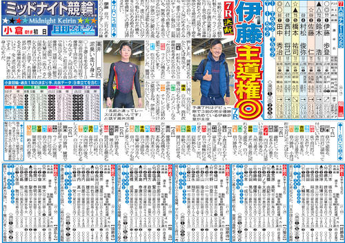 車券作戦に役立つ情報を無料で先取りできる「ニッカンPDF新聞」ミッドナイト競輪版の一例