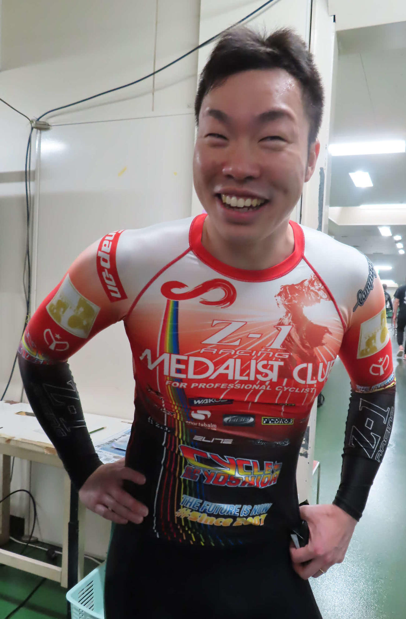 松戸競輪　畝木努が今年初勝利に笑みをこぼす（撮影・野島成浩）