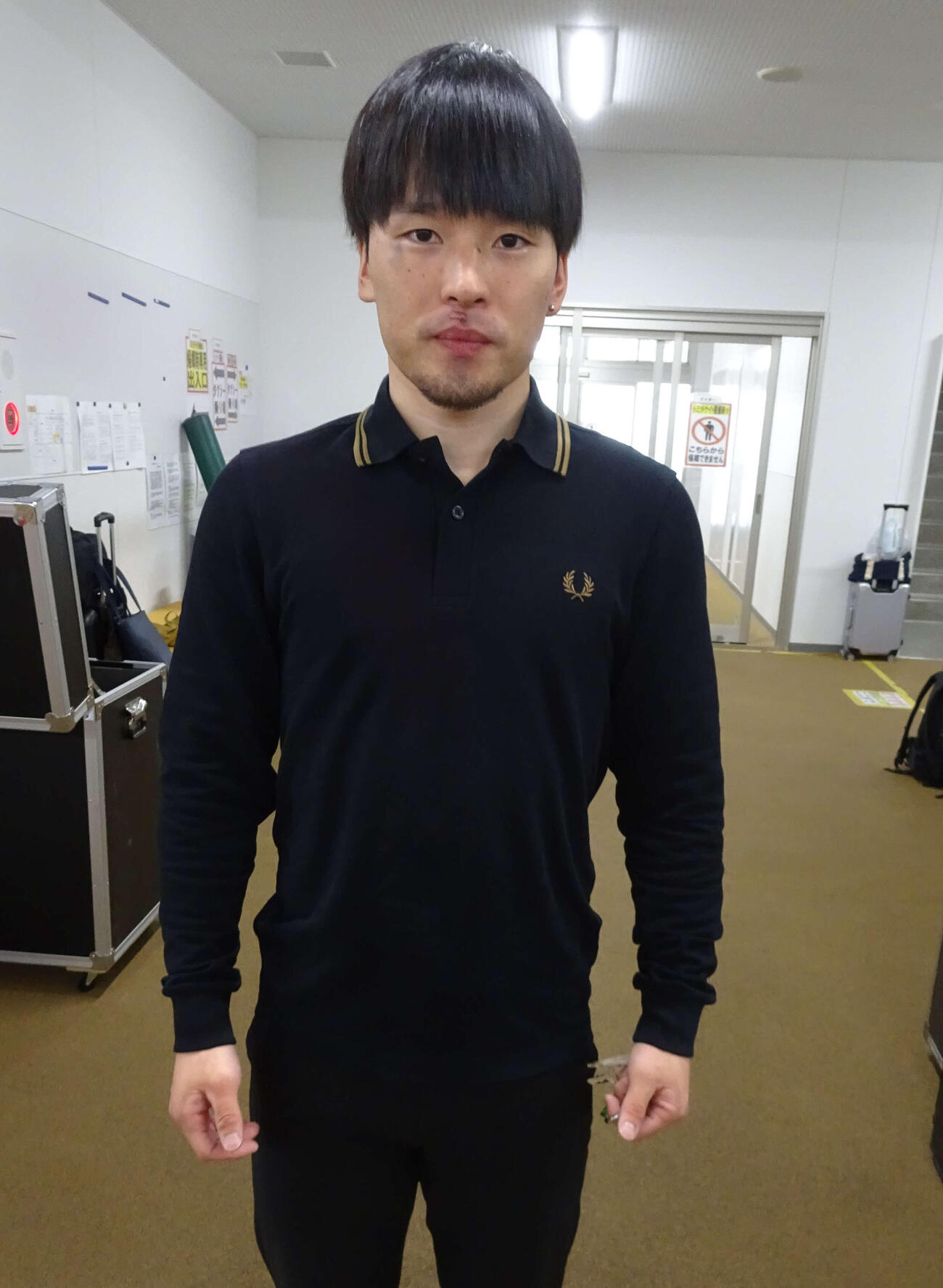 昨年9月当地で落車した秋末蓮。鼻の下の傷跡が痛々しい
