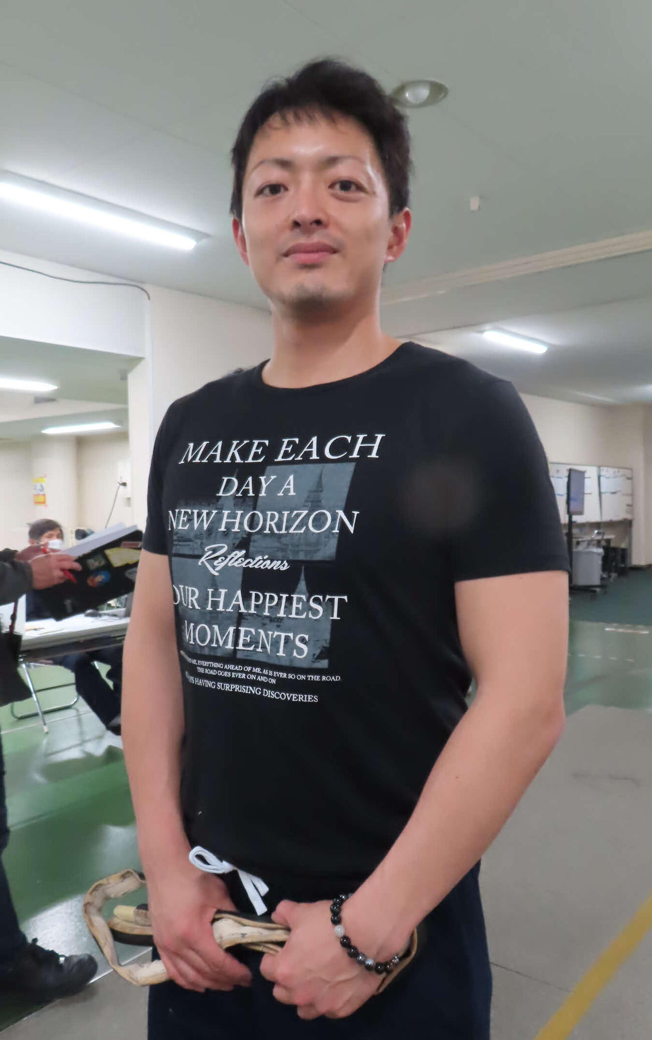 誕生日に前検入りした丹波孝佑（撮影・野島成浩）