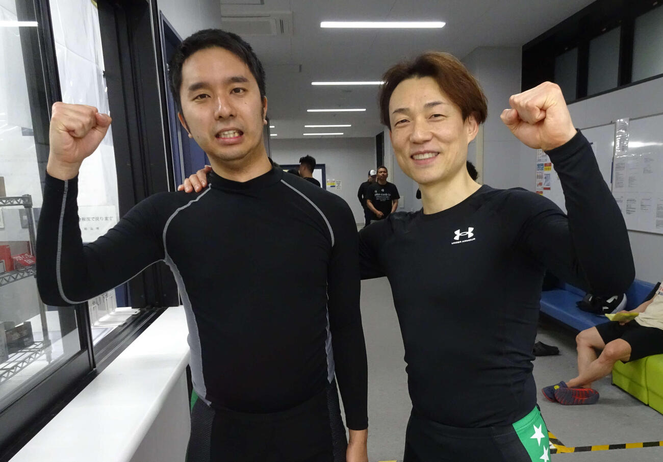 大垣競輪　予選5Rでワンツーを決めた谷津田将吾（右）と佐藤啓斗