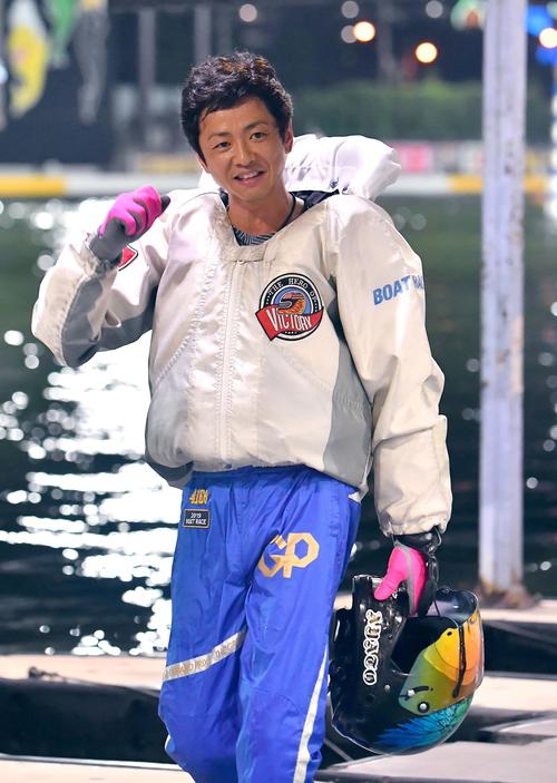 11R・1着で優勝戦1枠を得た石野貴之（撮影・上田博志）