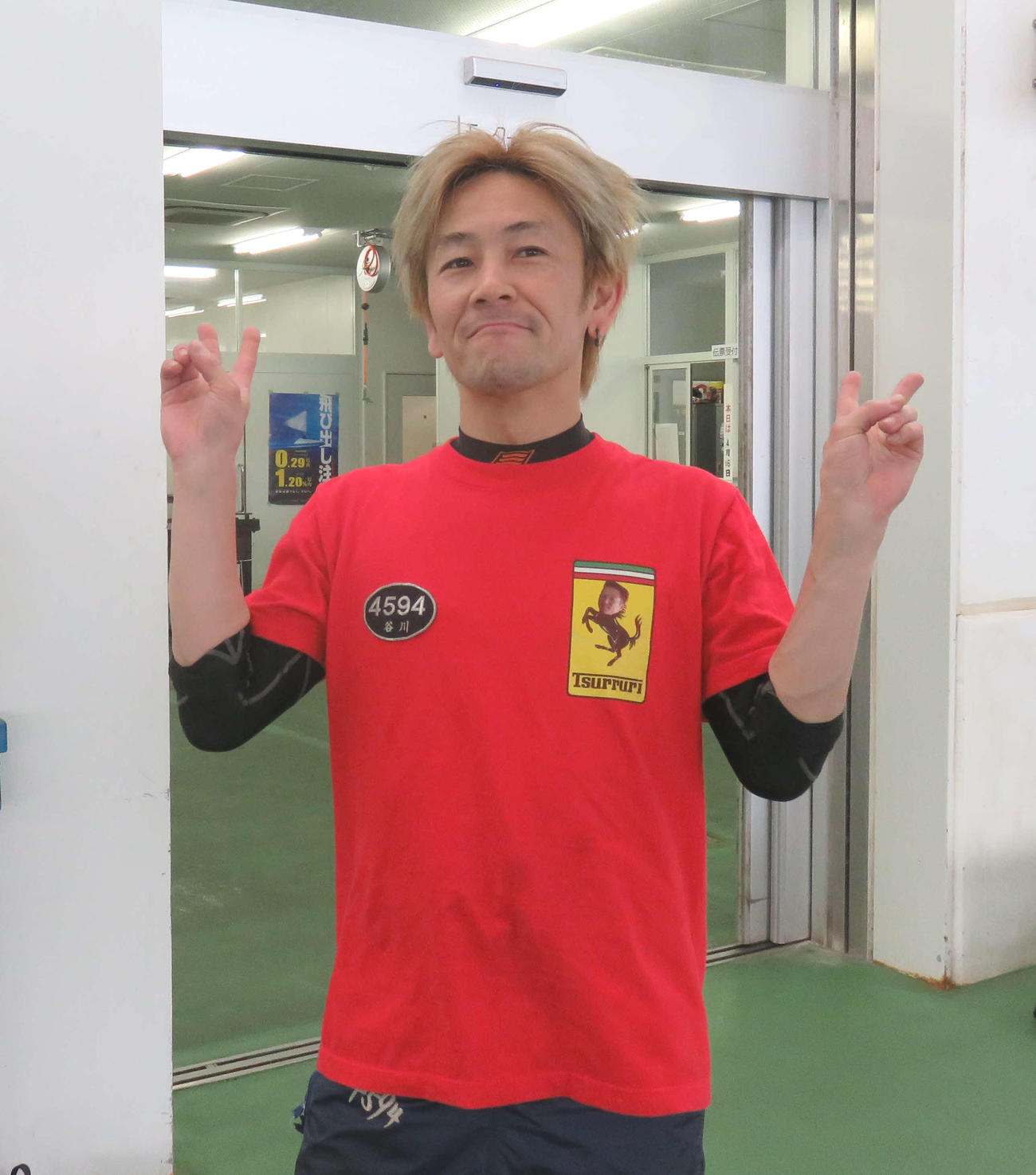 谷川祐一は前検の好感触にダブルピースサイン！