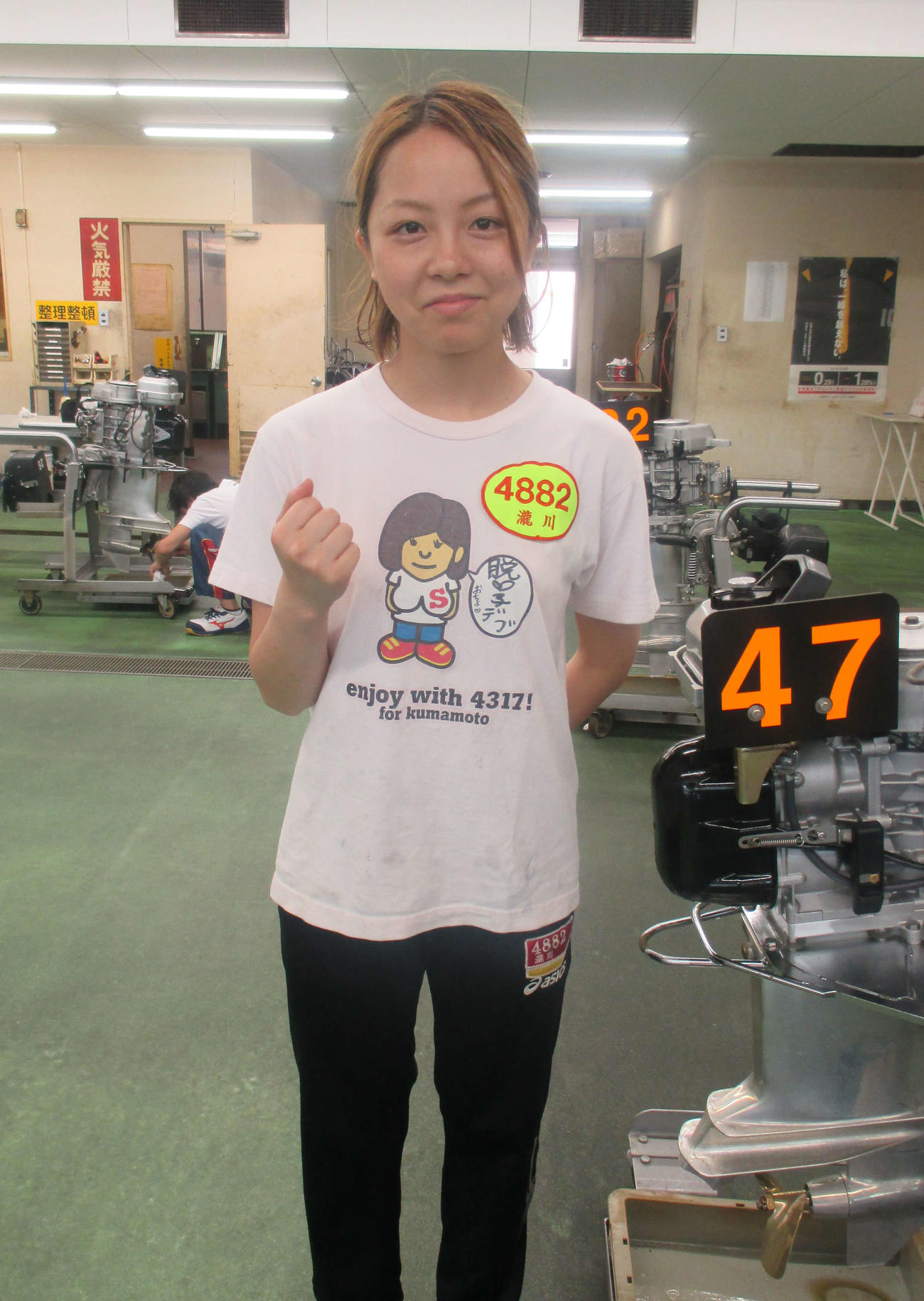 奮闘する産休明け5戦目の滝川千依（撮影・江崎禎紀）