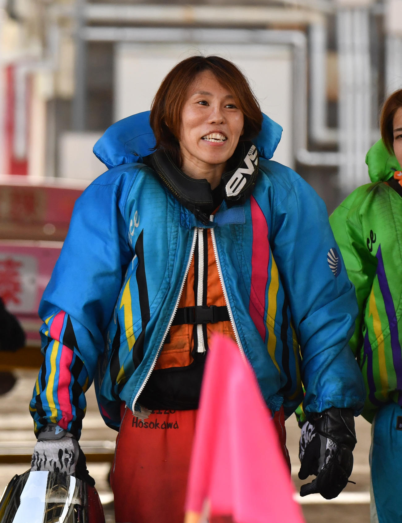 2日目9Rで2着に入り笑顔を見せる細川裕子（撮影・柴田隆二）