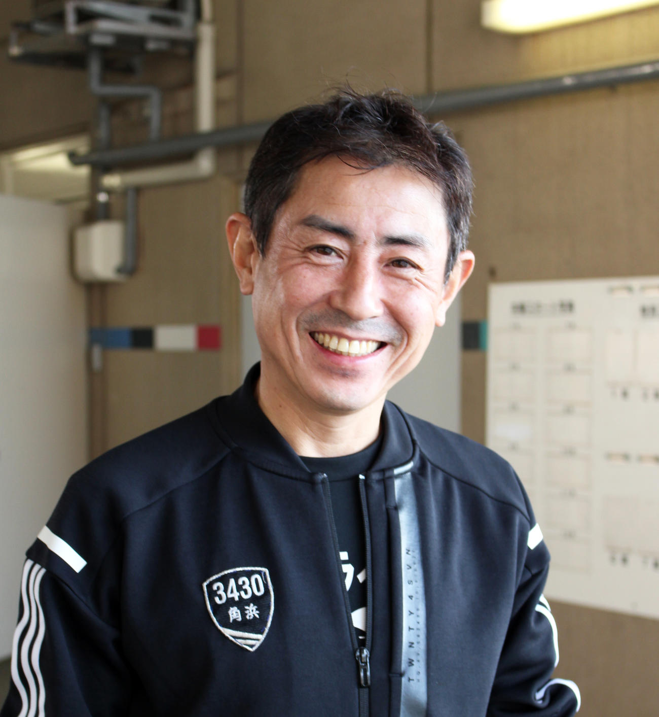 角浜修にようやく笑顔が見られた（撮影・芹沢誠）
