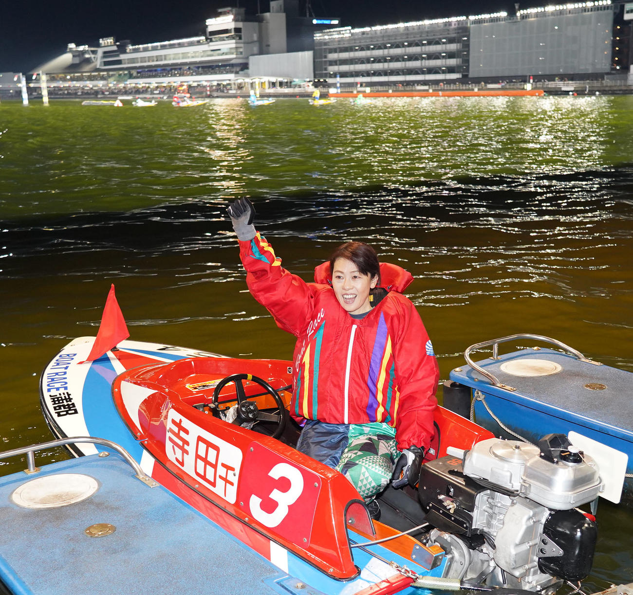 蒲郡11Rレディースチャレンジカップ優勝戦を制した寺田千恵（撮影・森本幸一）