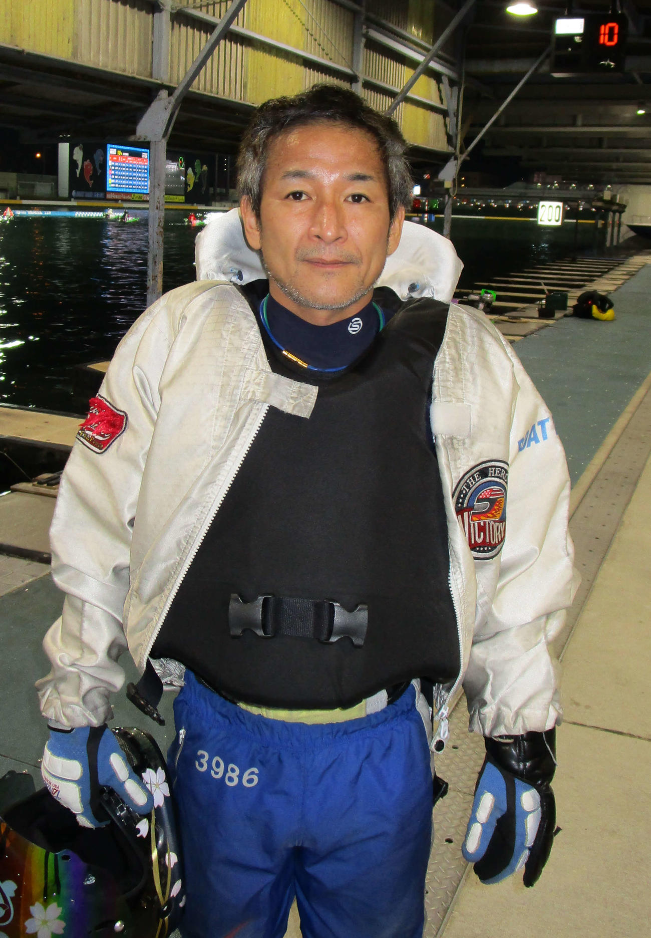 準優9Rを快勝。優勝戦2枠から住之江初優勝を狙う沖島広和（撮影・安井雅彦）