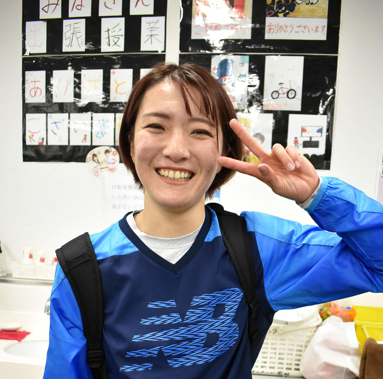 笑顔が戻った佐々木綾（撮影・松井律）