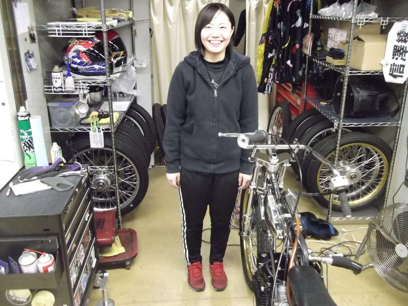 1級車初勝利を挙げた川口の女子レーサー信沢綾乃（撮影・小川将司）