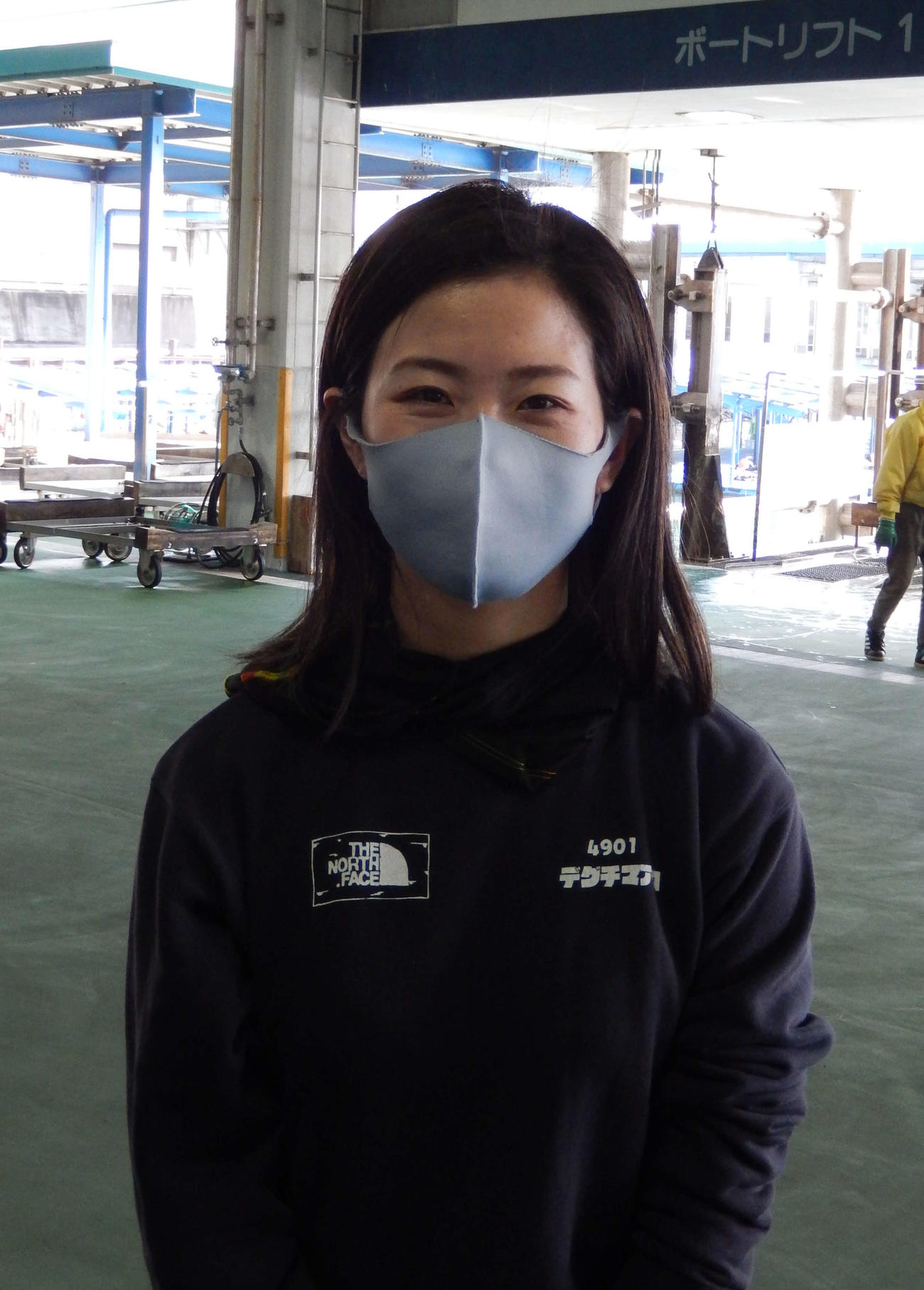 前日びわこで優勝の出口舞有子が、前検で笑顔があふれていた