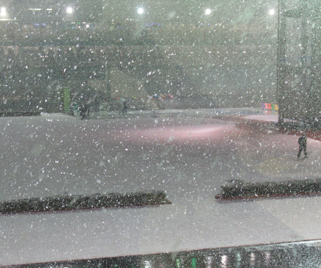 雪の降りしきる中でレースが行われた（撮影・岡田晋）