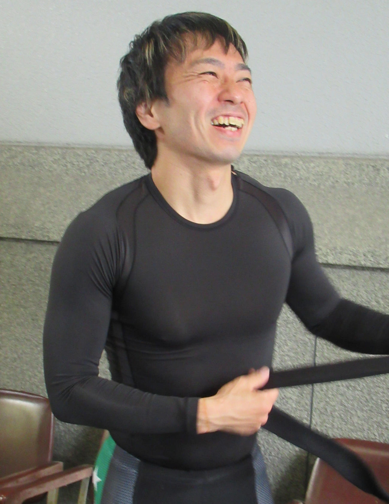 久しぶりの決勝進出に笑顔がこぼれる田中勝仁（撮影・岡田晋）