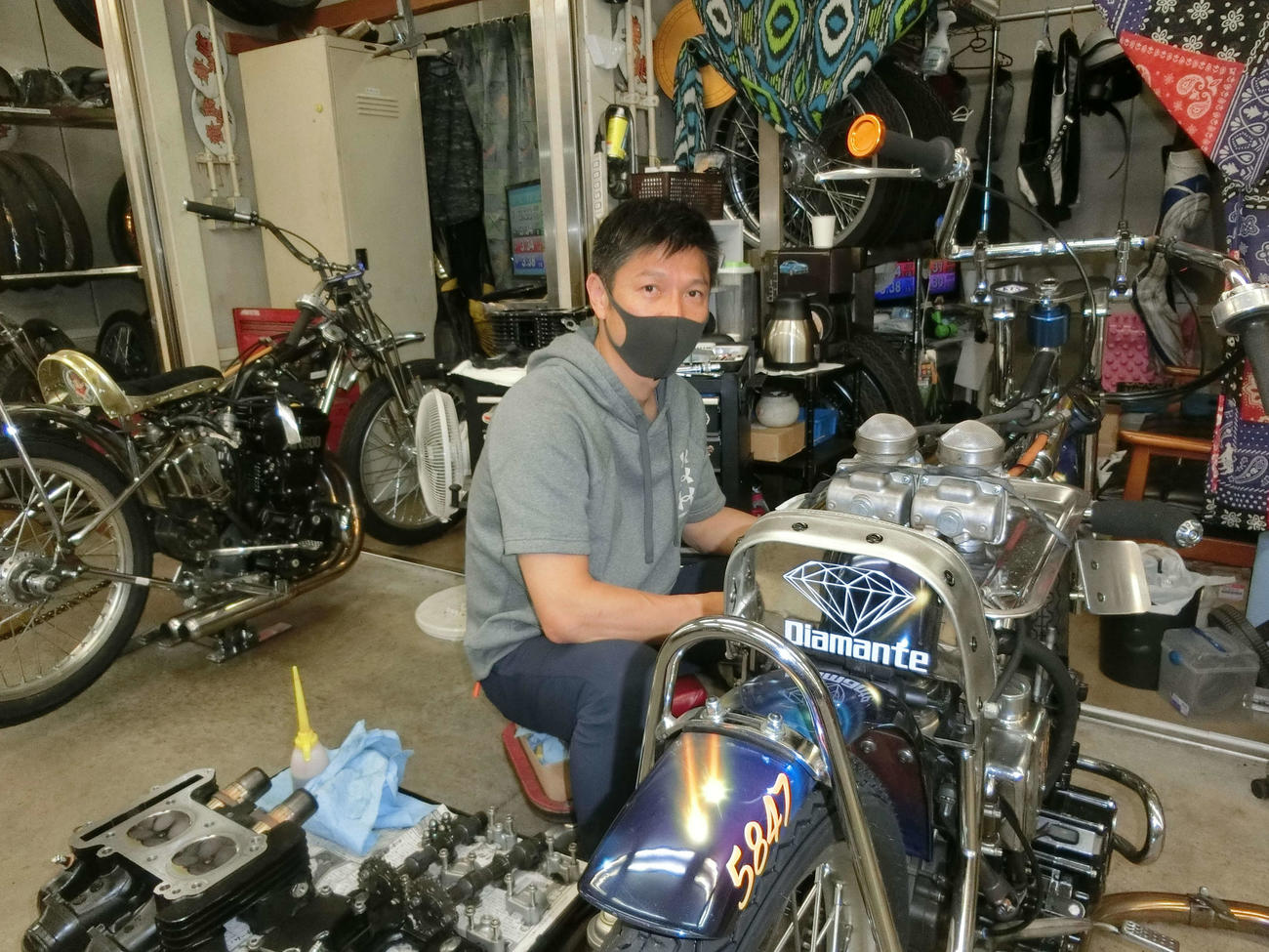 地元の柴田健治はパーツ交換で機力アップを狙う（撮影・海老原実）