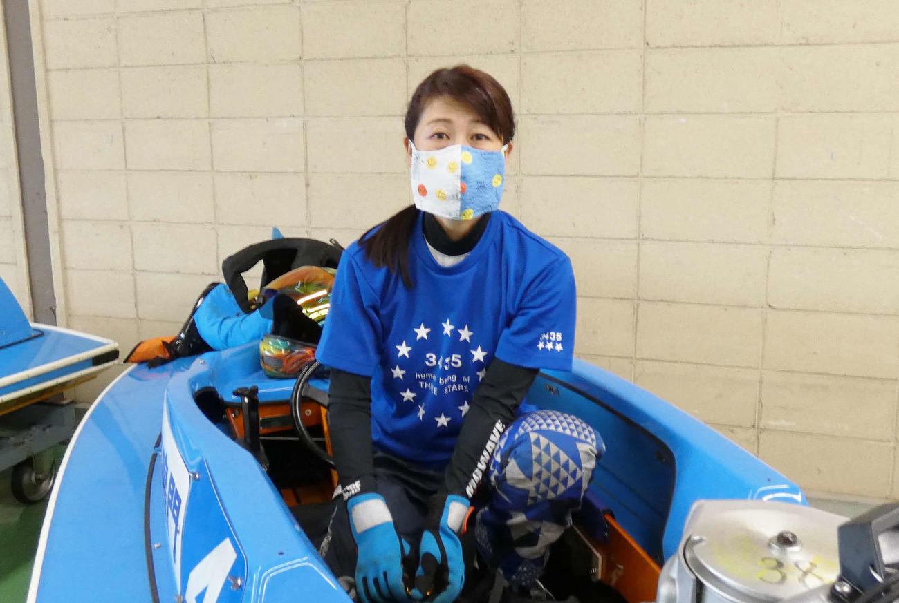 優勝戦1枠に乗る寺田千恵。足の気配は悪くない。地力上位で優勝を目指す（撮影・前原一樹）