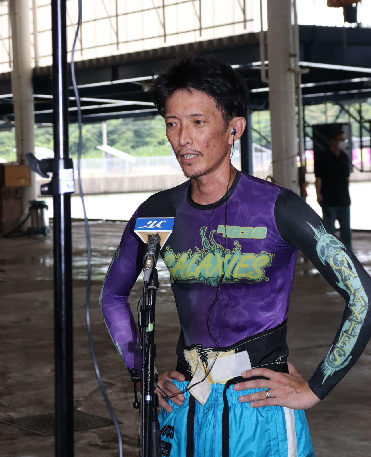 森高一真は2日目メイン12R東尋坊ドリーム戦を勝ち、インタビューで喜びをかみ締める（撮影・神田成史）