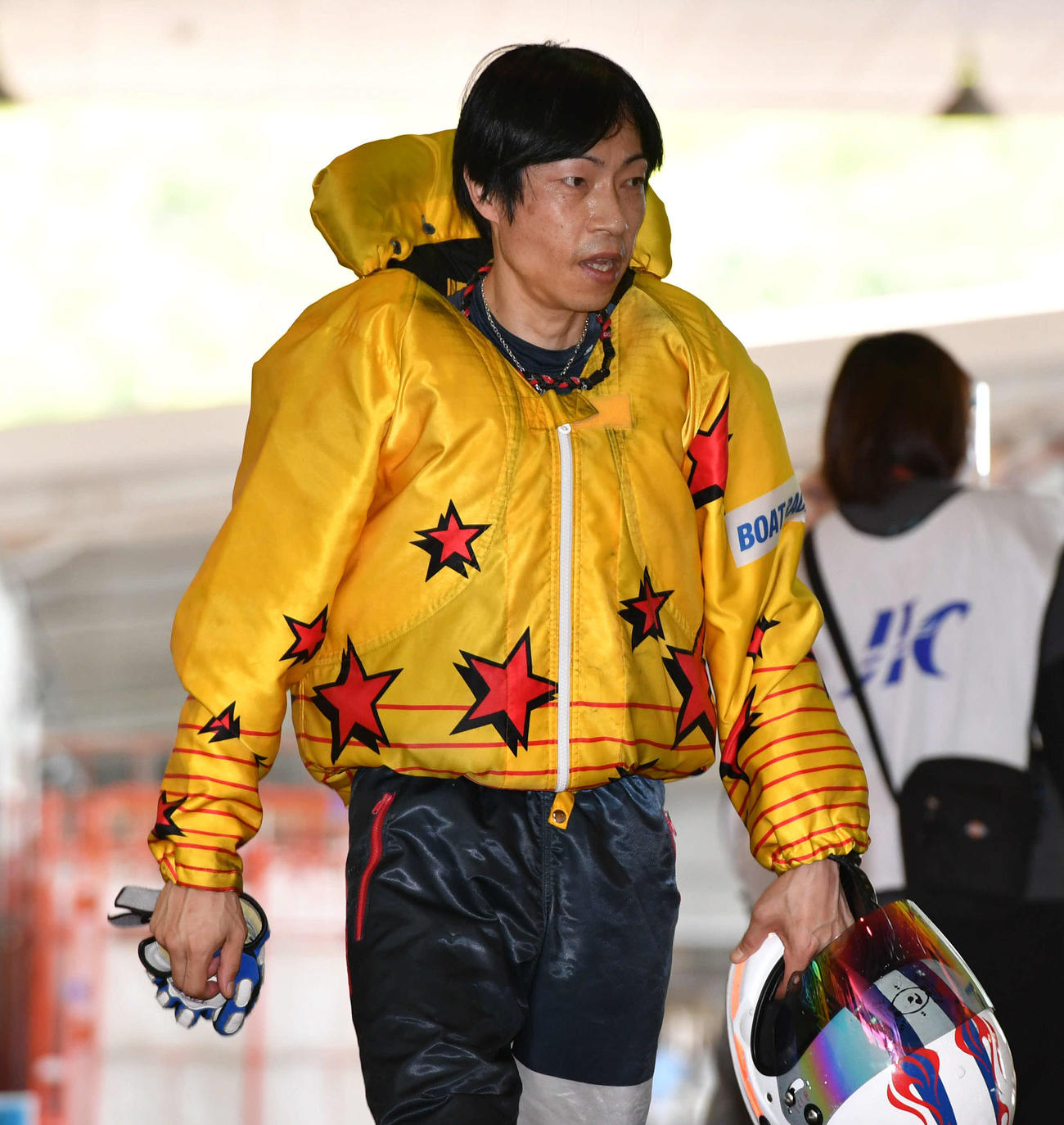 SGオーシャンカップ2日目　4R、1着の守田俊介（撮影・岩下翔太）