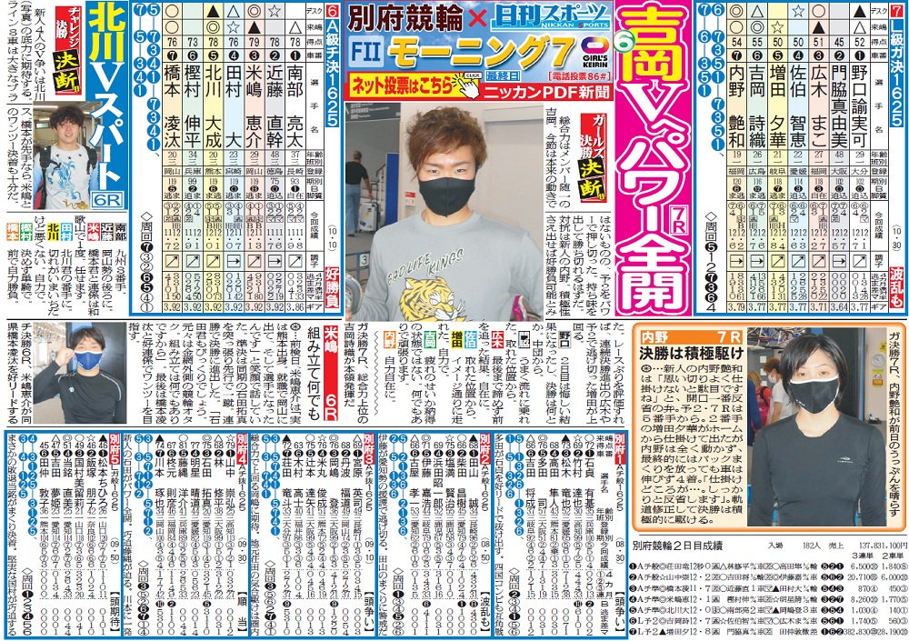 車券作戦に役立つ情報を無料で先取りできる別府競輪「ニッカンPDF新聞」の一例