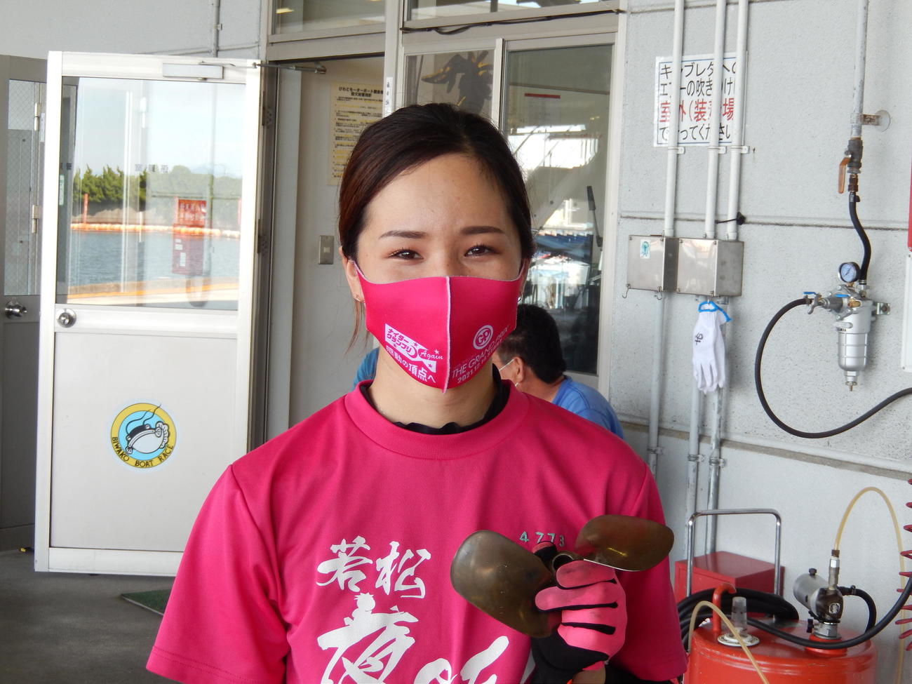 中川りながびわこ仕様のペラで、3日目のオール女子戦に挑む（撮影・田中大樹）