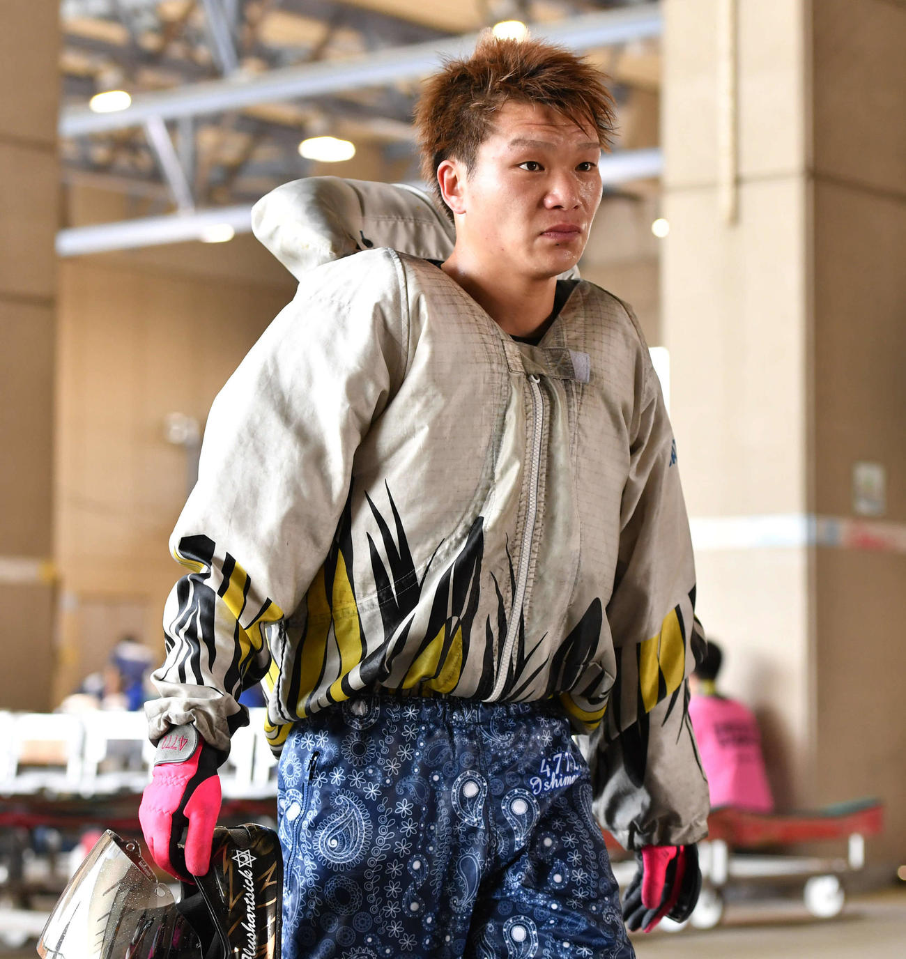 8Rを終えて引き揚げる石丸海渡（撮影・岩下翔太）