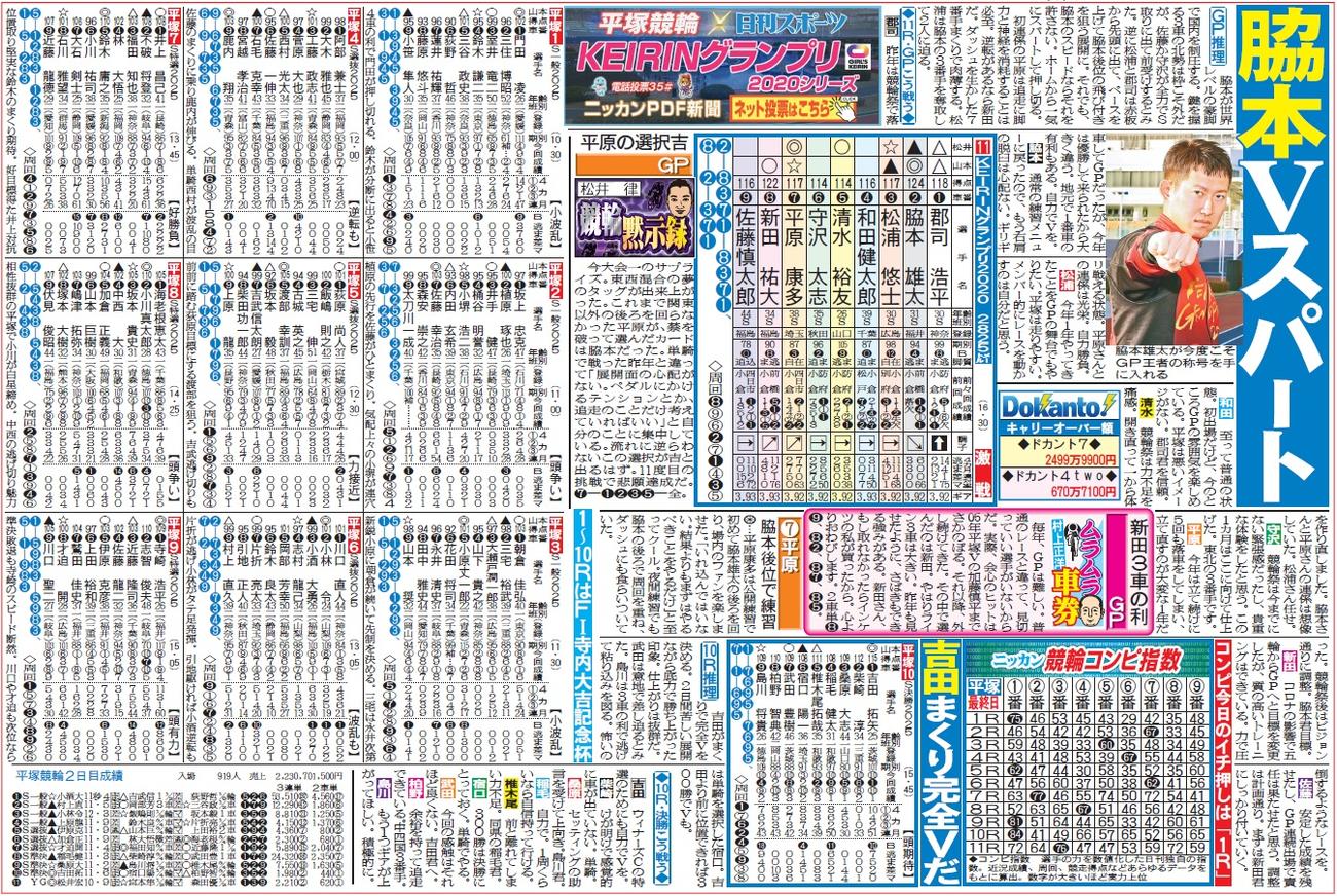 車券作戦に役立つ情報を無料で先取りできる平塚競輪「PDF新聞」の一例